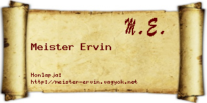 Meister Ervin névjegykártya